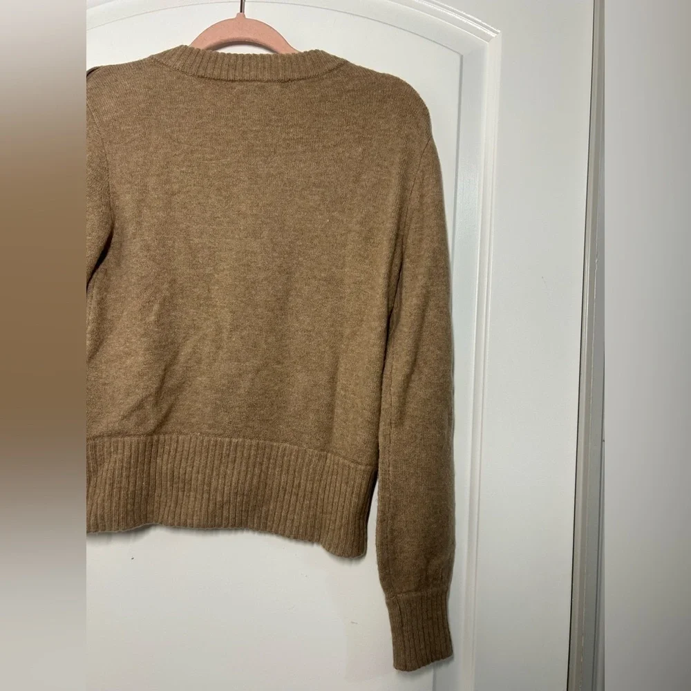 J.Crew Womens Alpaca Wool Blend Tan Crewneck Knit Sweater Size XS Preppy Chic